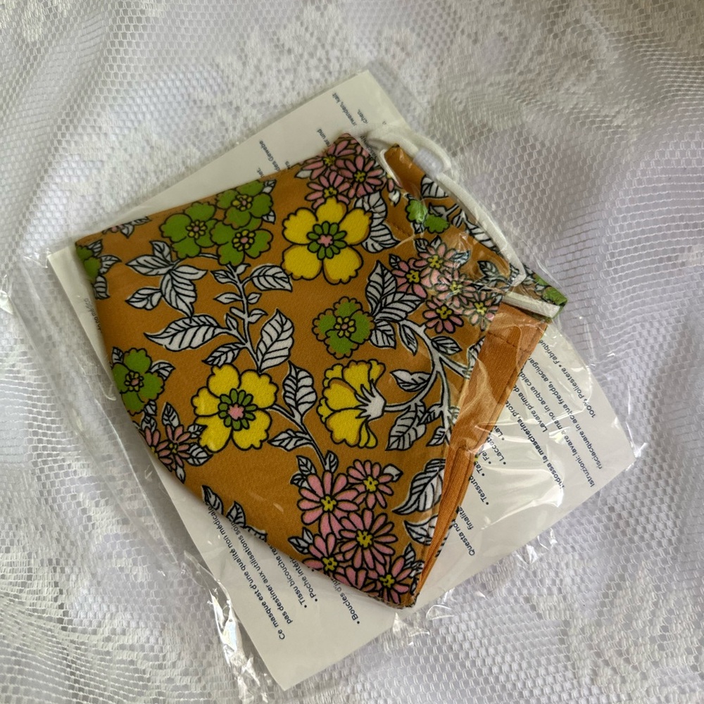 Tory Burch Yellow and Pink Floral Face Mask
